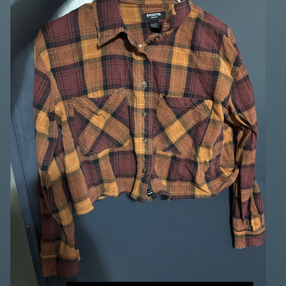 RSQ Women's Plaid Jacket - Brown and Yellow